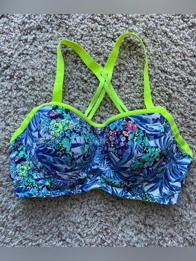 VICTORIA’S SECRET Women’s Neon Trim Floral Underwire Sports Bra Size 32D
